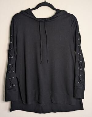 The Sweatshirt Project Women's Size Small Long Lace Up Sleeve Hooded Sweatshirt